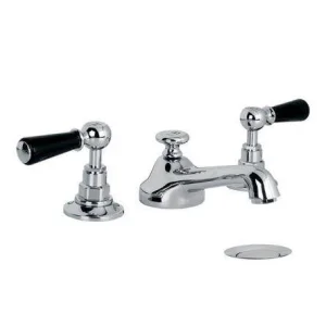 Lefroy Brooks Classic Black Lever 3h Basin Mixer & Puw - Chrome
