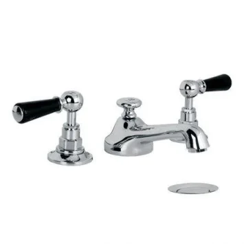 Lefroy Brooks Classic Black Lever 3h Basin Mixer & Puw - Chrome product image - Image 1