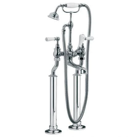 Lefroy Brooks Classic White Lever Bsm With Standpipe Sleeves - Antique Gold