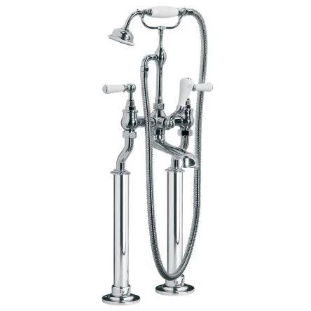 Lefroy Brooks Classic White Lever Bsm With Standpipe Sleeves - Antique Gold