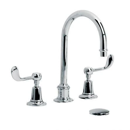 Lefroy Brooks Connaught Lever Tubular 3h Basin Mixer & Cuw - Antique Gold