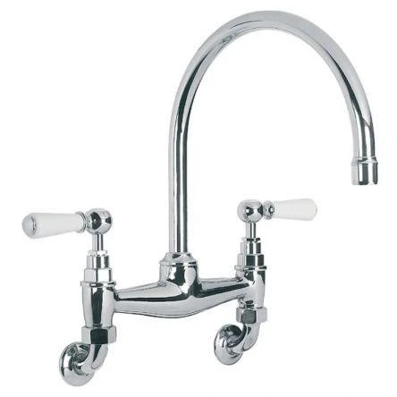 Lefroy Brooks Classic White Lever W/m Bridge Mixer - Chrome