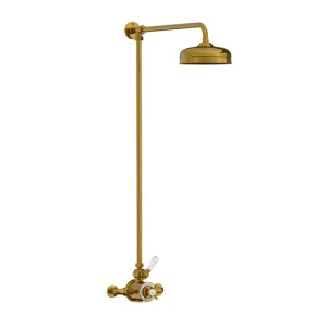 Lefroy Brooks Godolphin Exp Dual Thermo Valve, Riser & 8" Rose - Polished Brass