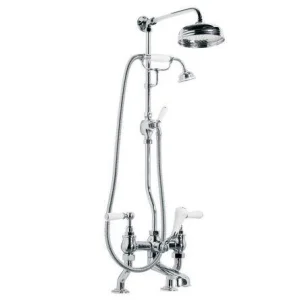 Lefroy Brooks Classic White Lever D/m Bsm With Riser, Kit & 8" Rose - Antique Gold