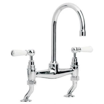 Lefroy Brooks Classic White Lever D/m Basin Bridge Mixer - Nickel