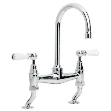 Lefroy Brooks Classic White Lever D/m Basin Bridge Mixer - Nickel product image - Image 1