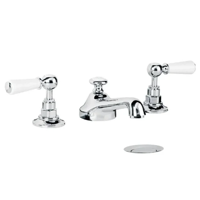 Lefroy Brooks Classic White Lever 3h Basin Mixer & Puw - Antique Gold product image - Image 1