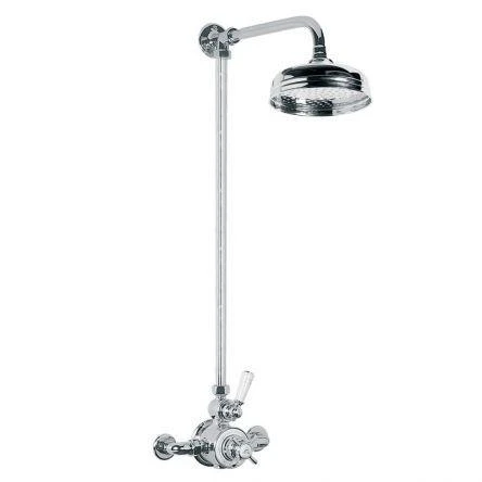 Lefroy Brooks Godolphin Exp Dual Thermo Valve, Riser & 8" Rose - Chrome