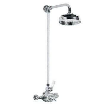 Lefroy Brooks Godolphin Exp Dual Thermo Valve, Riser & 8" Rose - Chrome product image - Image 1