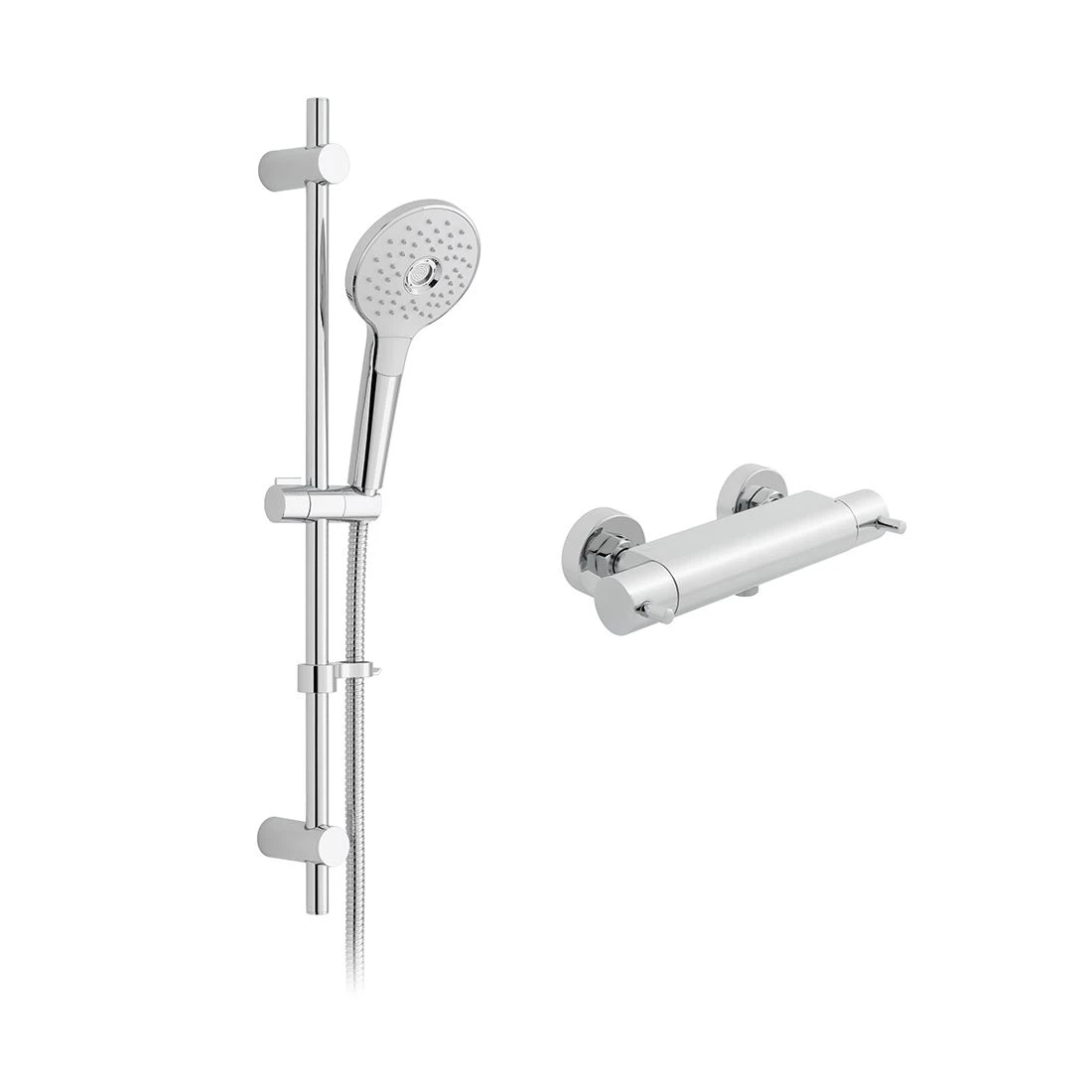 Vado Kit Comprises: Celsius Round Exposed Thermostatic 1/2" Shower Valve Ora Multi Function Round Slide Rail Kit Wall Mounting Brackets Chrome