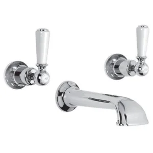 Lefroy Brooks Classic White Lever Conc 3h Bath Filler - Nickel