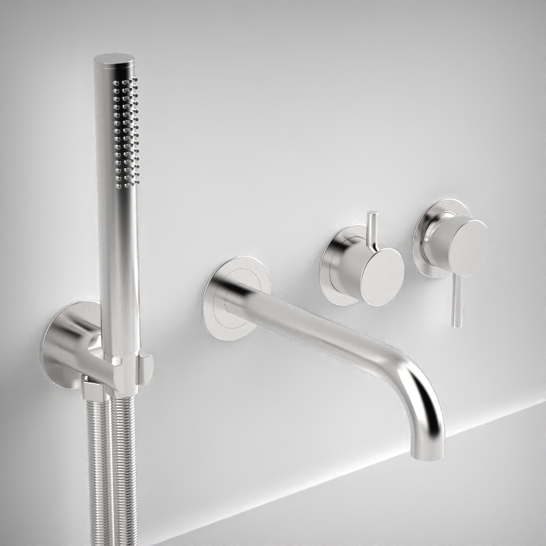 Ava Trend Thermostatic 4 Hole Wall Mounted Bath Shower Mixer 3.0 (not Compatible With Backplate) - Polished Stainless Steel