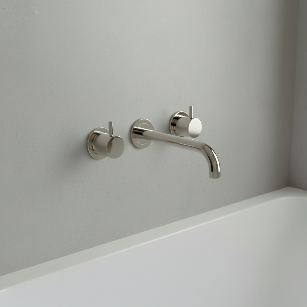 Ava Trend 3 Hole Wall Mounted Basin Mixer W/ Flanges (not Compatible With Backplate) - Polished Stainless Steel detail view - Image 3