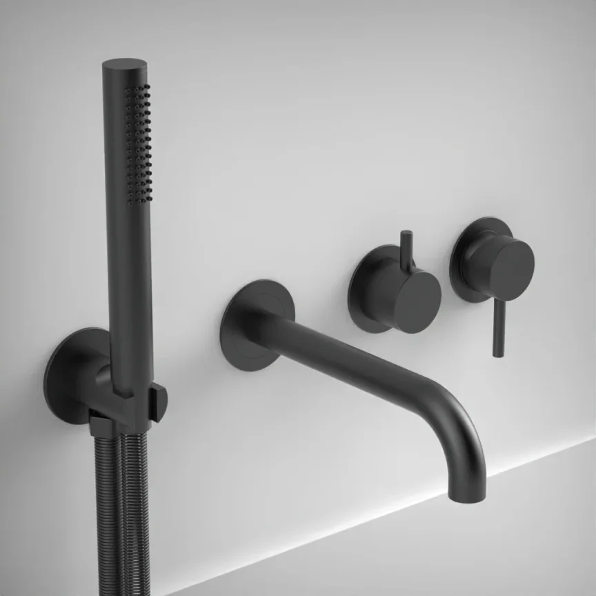 Ava Trend Thermostatic 4 Hole Wall Mounted Bath Shower Mixer 3.0 (not Compatible With Backplate) - Brushed Black product image - Image 1