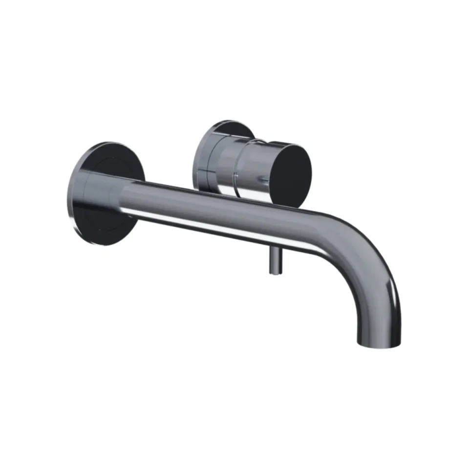 Ava Trend 2 Hole Wall Mounted Basin Mixer Tap (not Compatible With Backplate) - Polished Stainless Steel 3.0 detail view - Image 3