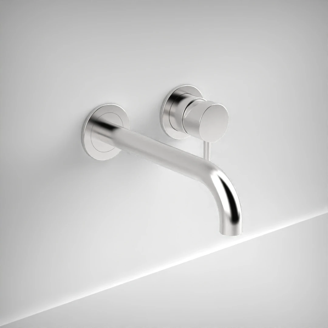 Ava Trend 2 Hole Wall Mounted Basin Mixer Tap (not Compatible With Backplate) - Polished Stainless Steel 3.0