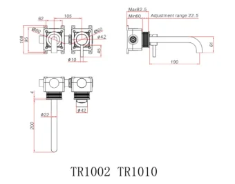 Ava Trend 2 Hole Wall Mounted Basin Mixer W/ Flanges 3.0 (not Compatible With Backplate) - Brushed Stainless Steel technical drawing - Image 2