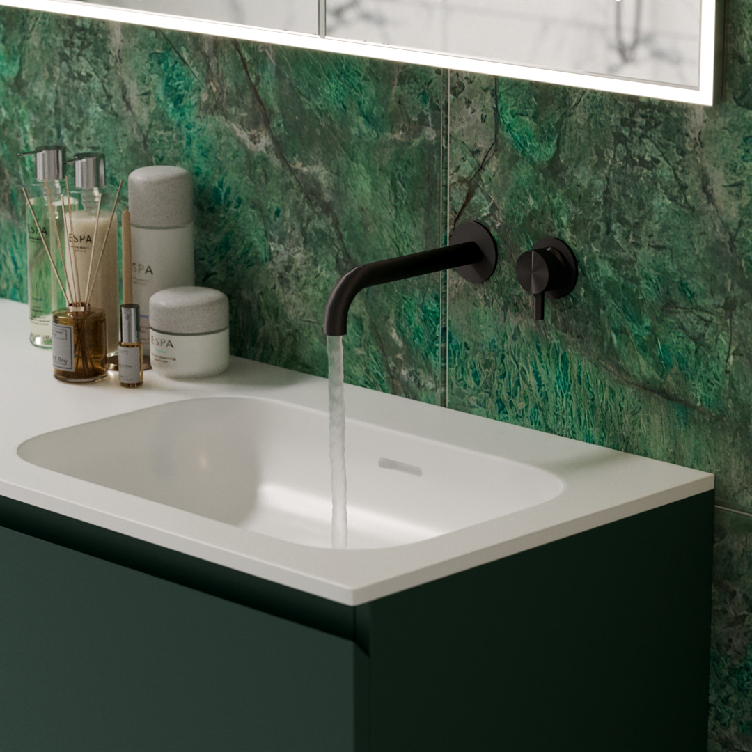 Ava Trend 2 Hole Wall Mounted Basin Mixer W/ Flanges 3.0 (not Compatible With Backplate) - Brushed Black detail view - Image 2