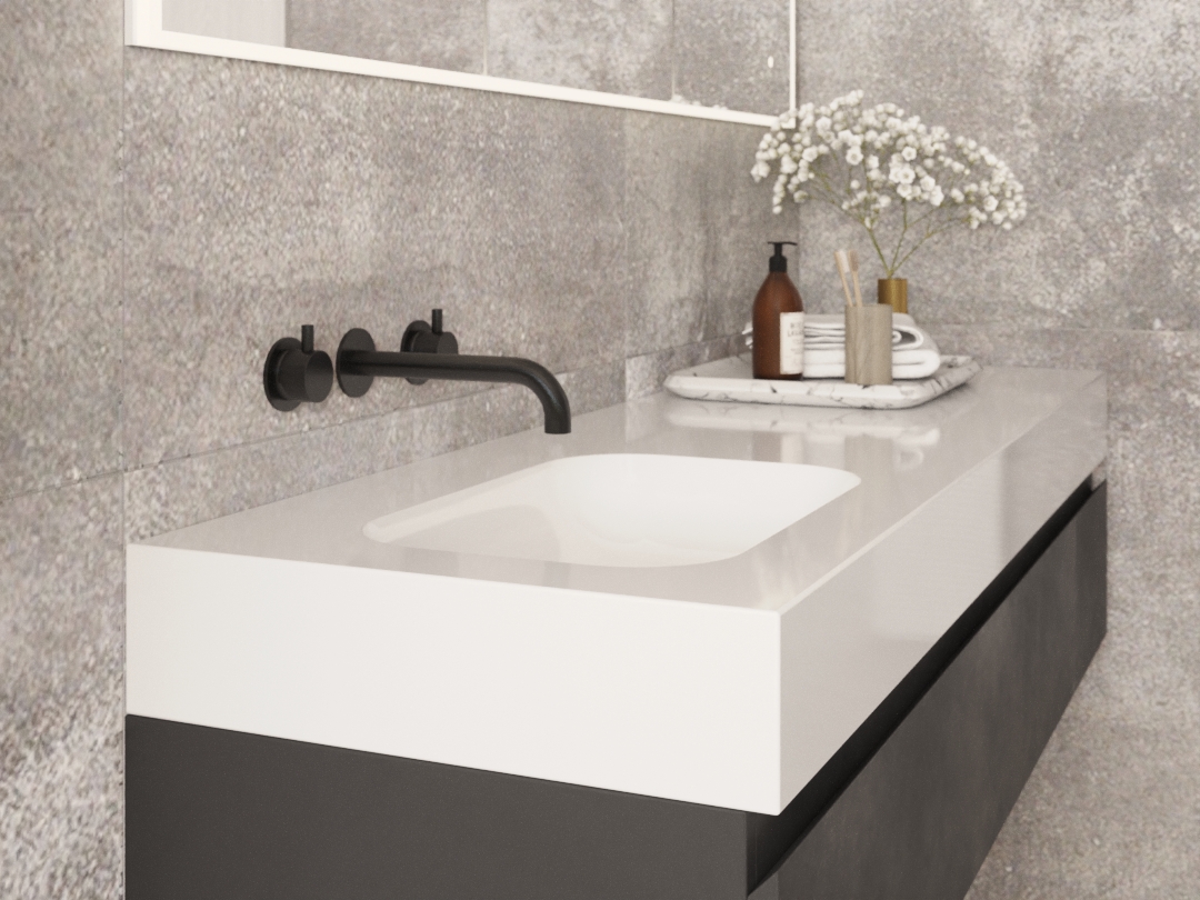 Ava Trend 2 Hole Wall Mounted Basin Mixer W/ Flanges 3.0 (not Compatible With Backplate) - Brushed Black detail view - Image 4