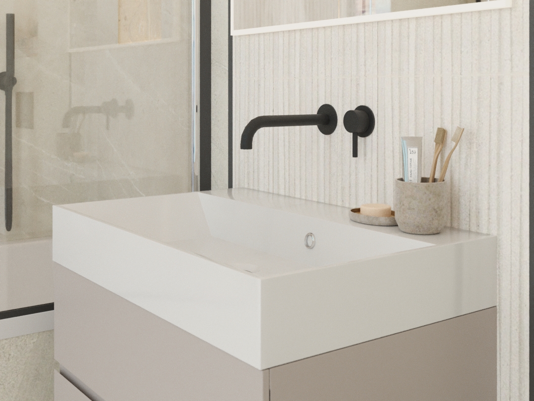 Ava Trend 2 Hole Wall Mounted Basin Mixer W/ Flanges 3.0 (not Compatible With Backplate) - Brushed Black detail view - Image 7
