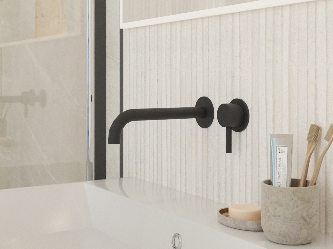 Ava Trend 2 Hole Wall Mounted Basin Mixer W/ Flanges 3.0 (not Compatible With Backplate) - Brushed Black detail view - Image 8