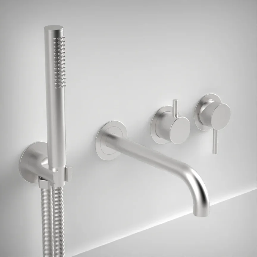 Ava Trend Thermostatic 4 Hole Wall Mounted Bath Shower Mixer 3.0 (not Compatible With Backplate) - Brushed Stainless Steel product image - Image 1