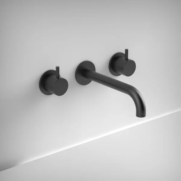 Ava Trend 3 Hole Wall Mounted Basin Mixer W/ Flanges (not Compatible With Backplate) - Brushed Black