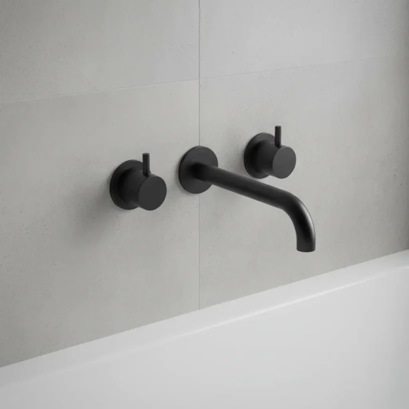 Ava Trend 3 Hole Wall Mounted Basin Mixer W/ Flanges (not Compatible With Backplate) - Brushed Black detail view - Image 4