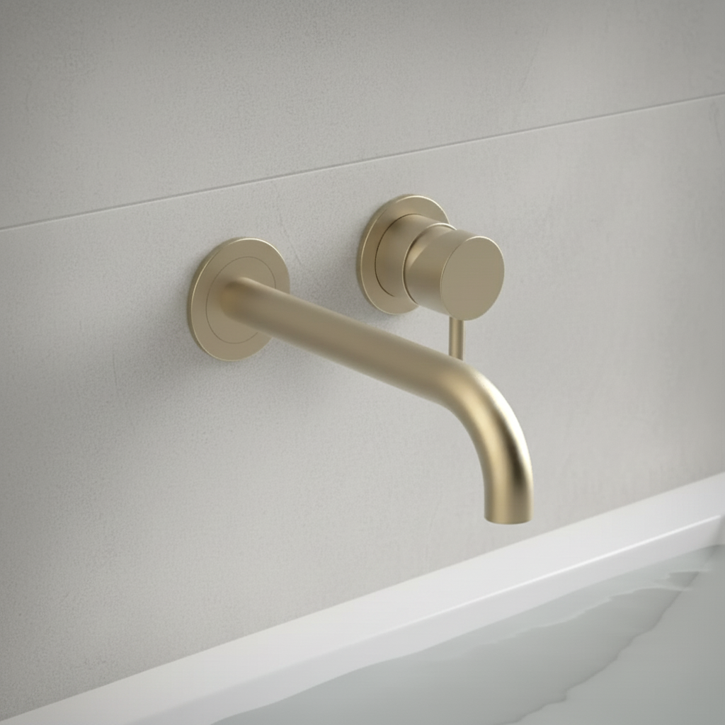 Ava Trend 2 Hole Wall Mounted Basin Mixer W/ Flanges 3.0 (not Compatible With Backplate) - Brushed Brass detail view - Image 3