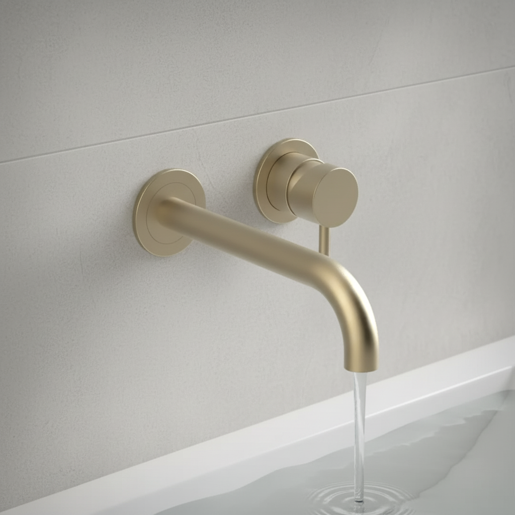 Ava Trend 2 Hole Wall Mounted Basin Mixer W/ Flanges 3.0 (not Compatible With Backplate) - Brushed Brass detail view - Image 4