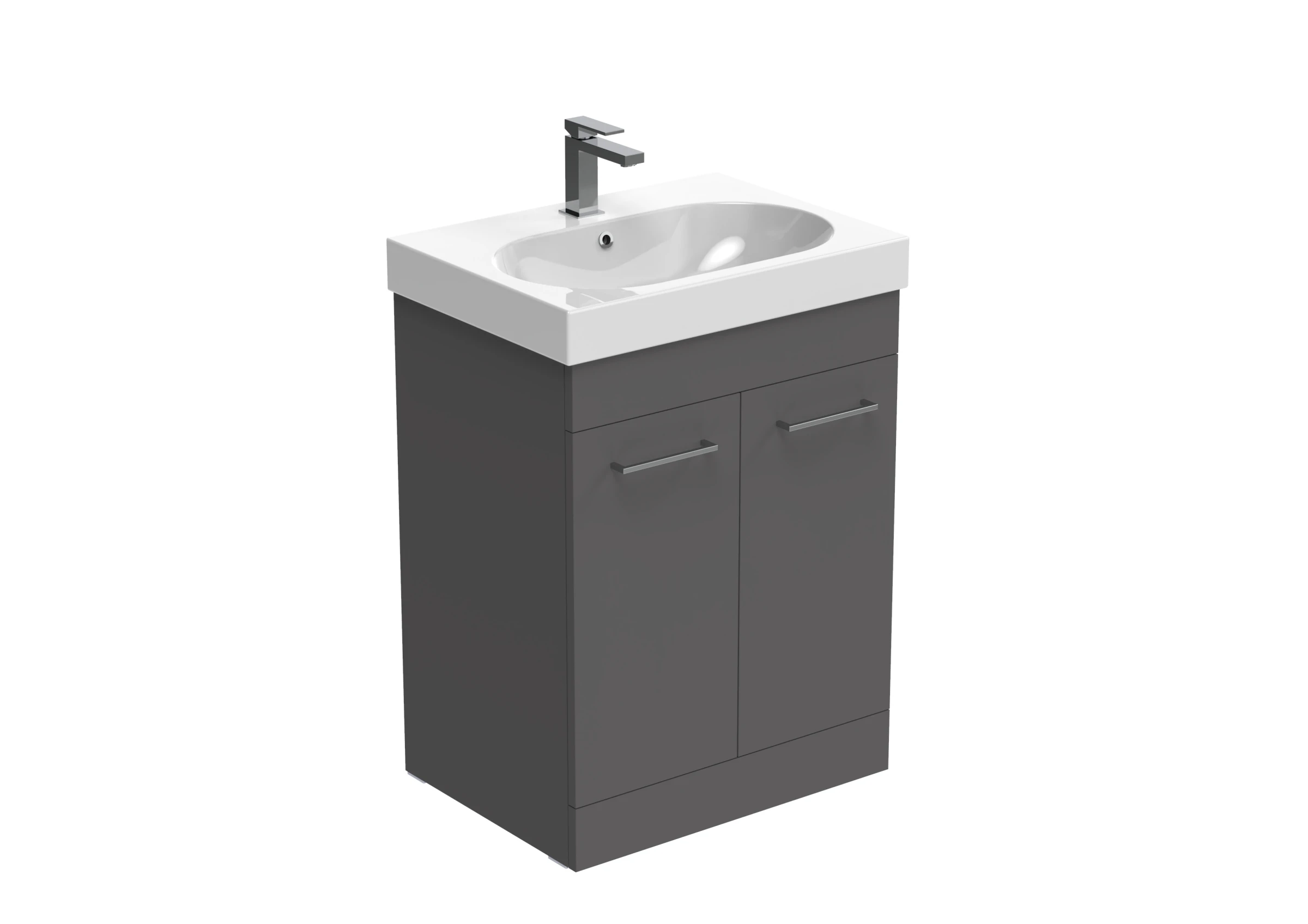 Saneux Austen 60cm 2 Door Floor Standing Unit - Matte Iron Grey