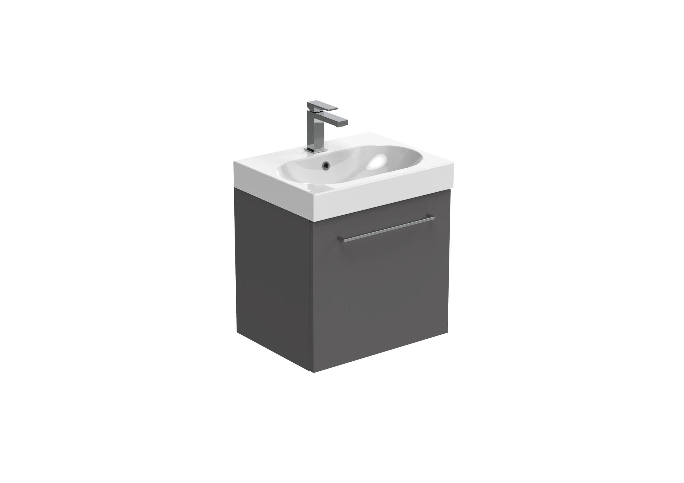 Saneux Austen 50cm 1 Drawer Wall Mounted Unit - Matte Iron Grey