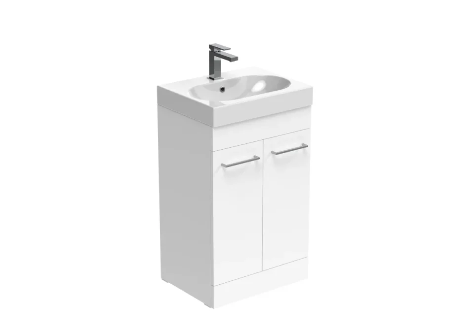 Saneux Austen 50cm 2 Door Floor Standing Unit - Gloss White product image - Image 1