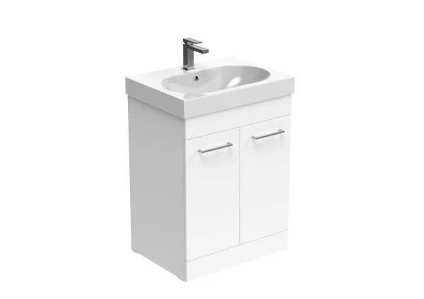 Saneux Austen 60cm 2 Door Floor Standing Unit - Gloss White