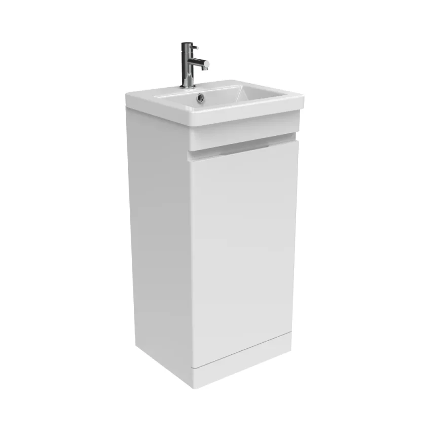 Saneux Air 40cm 1 Door Floor Standing Unit - Gloss White detail view - Image 2