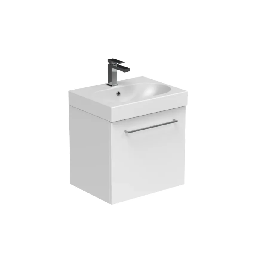 Saneux Austen 50cm 1 Drawer Wall Mounted Unit - Gloss White detail view - Image 2
