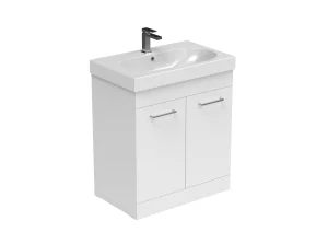Saneux Austen 72cm 2 Door Floor Standing Unit - Gloss White detail view - Image 3