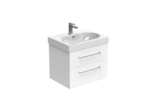 Saneux Austen 60cm 2 Drawer Wall Mounted Unit - Gloss White