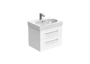 Saneux Austen 60cm 2 Drawer Wall Mounted Unit - Gloss White