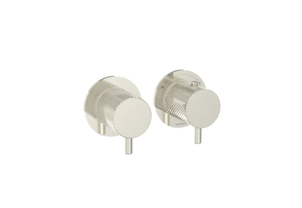 Saneux Cos 2 Way Thermostatic Shower Ring Valve Kit - W/ Knurled Handle - Portrait & Landscape - Brushed Nickel