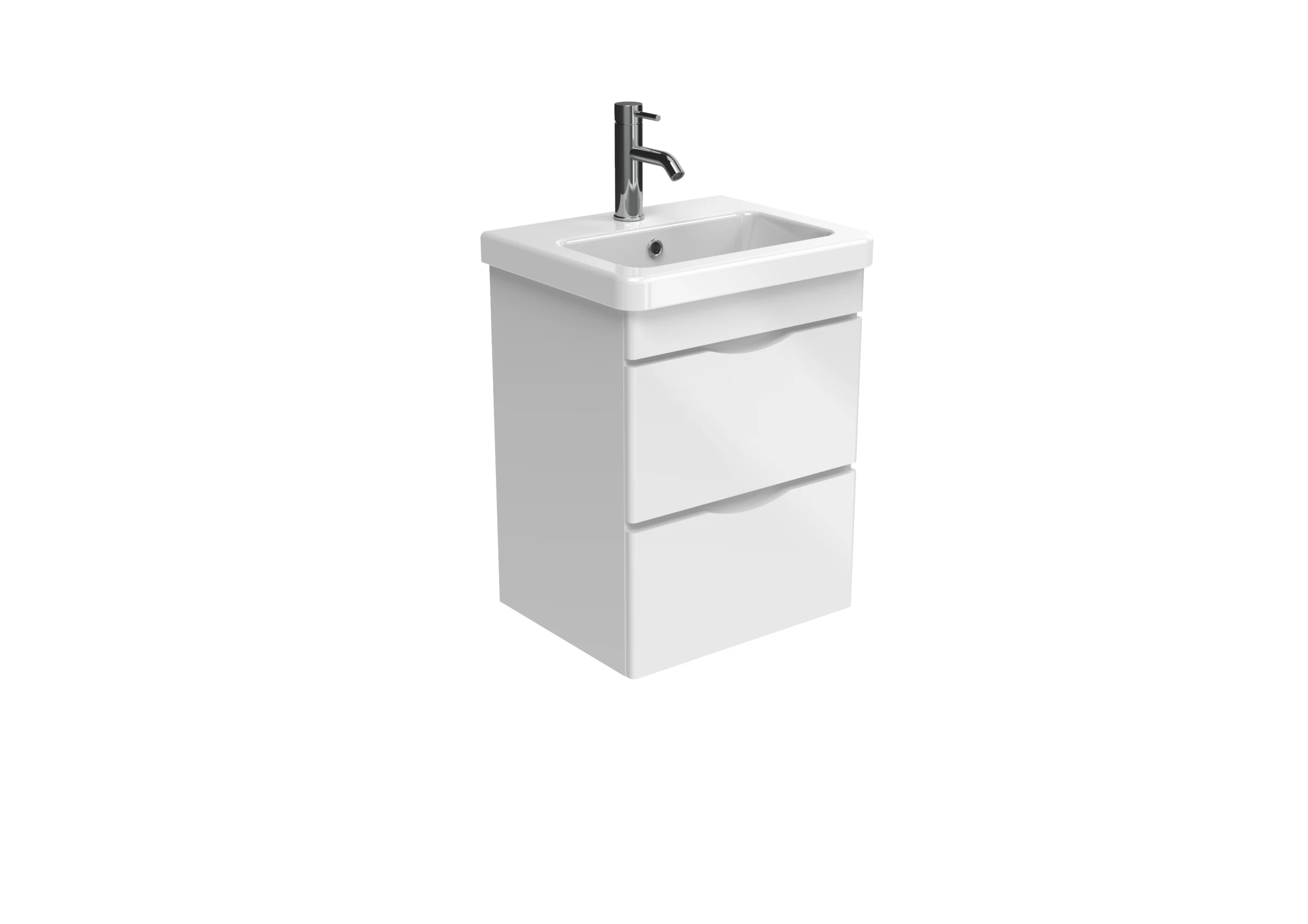 Saneux Indigo 50cm 2 Drawer Wall Mounted Unit - Gloss White