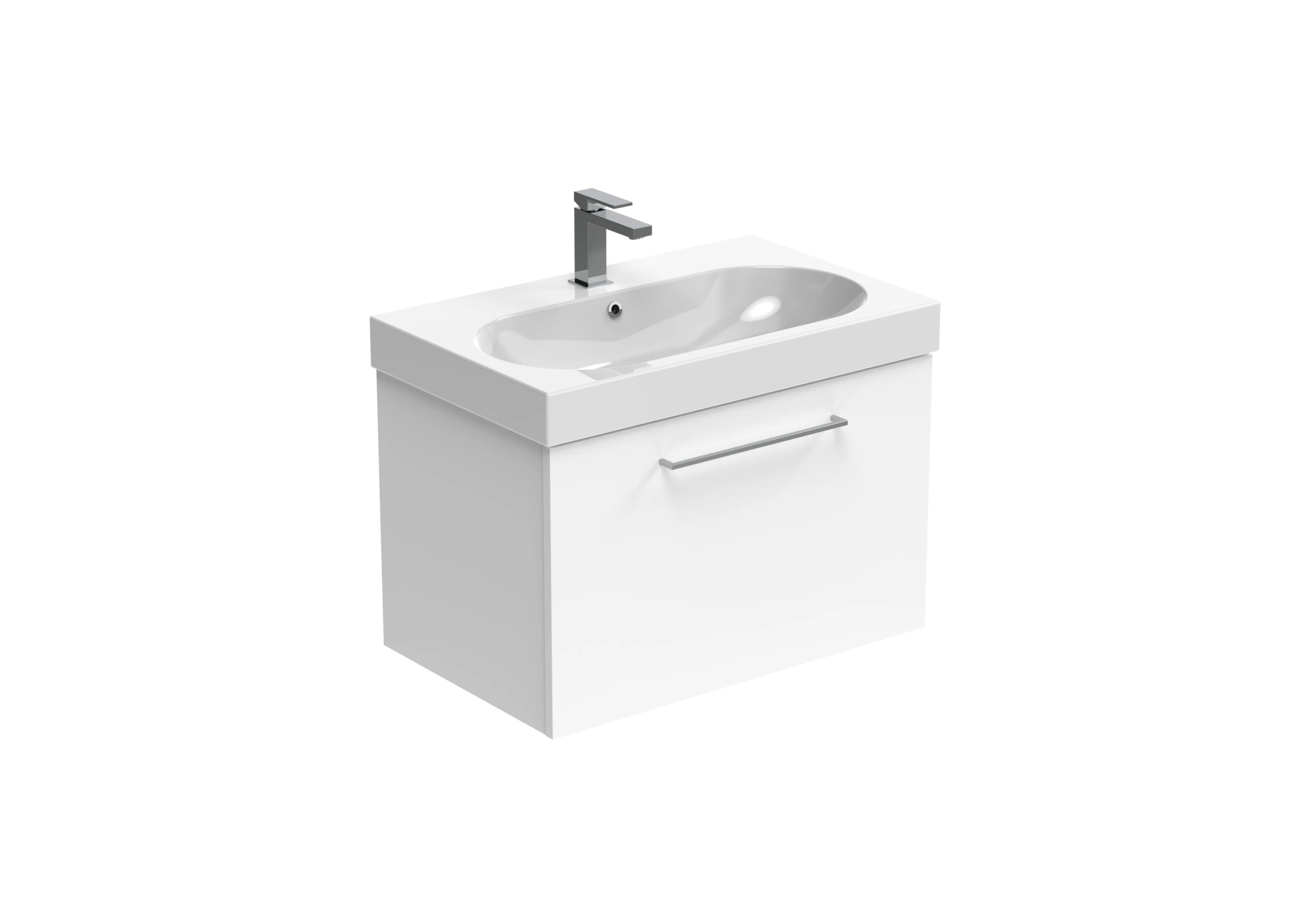 Saneux Austen 72cm 1 Drawer Wall Mounted Unit - Gloss White