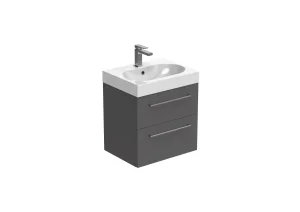 Saneux Austen 50cm 2 Drawer Wall Mounted Unit - Matte Iron Grey