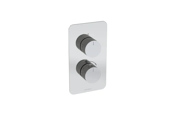 Saneux Cos 1 Way Thermostatic Shower Valve Kit - W/ Fluted Handle - Chrome