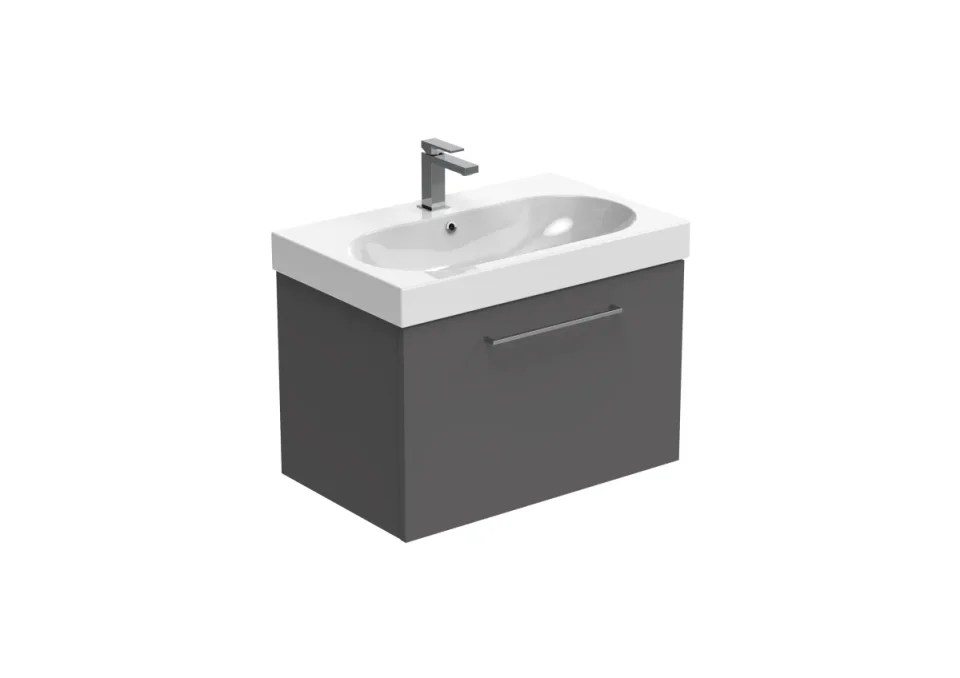Saneux Austen 72cm 1 Drawer Wall Mounted Unit - Matte Iron Grey product image - Image 1