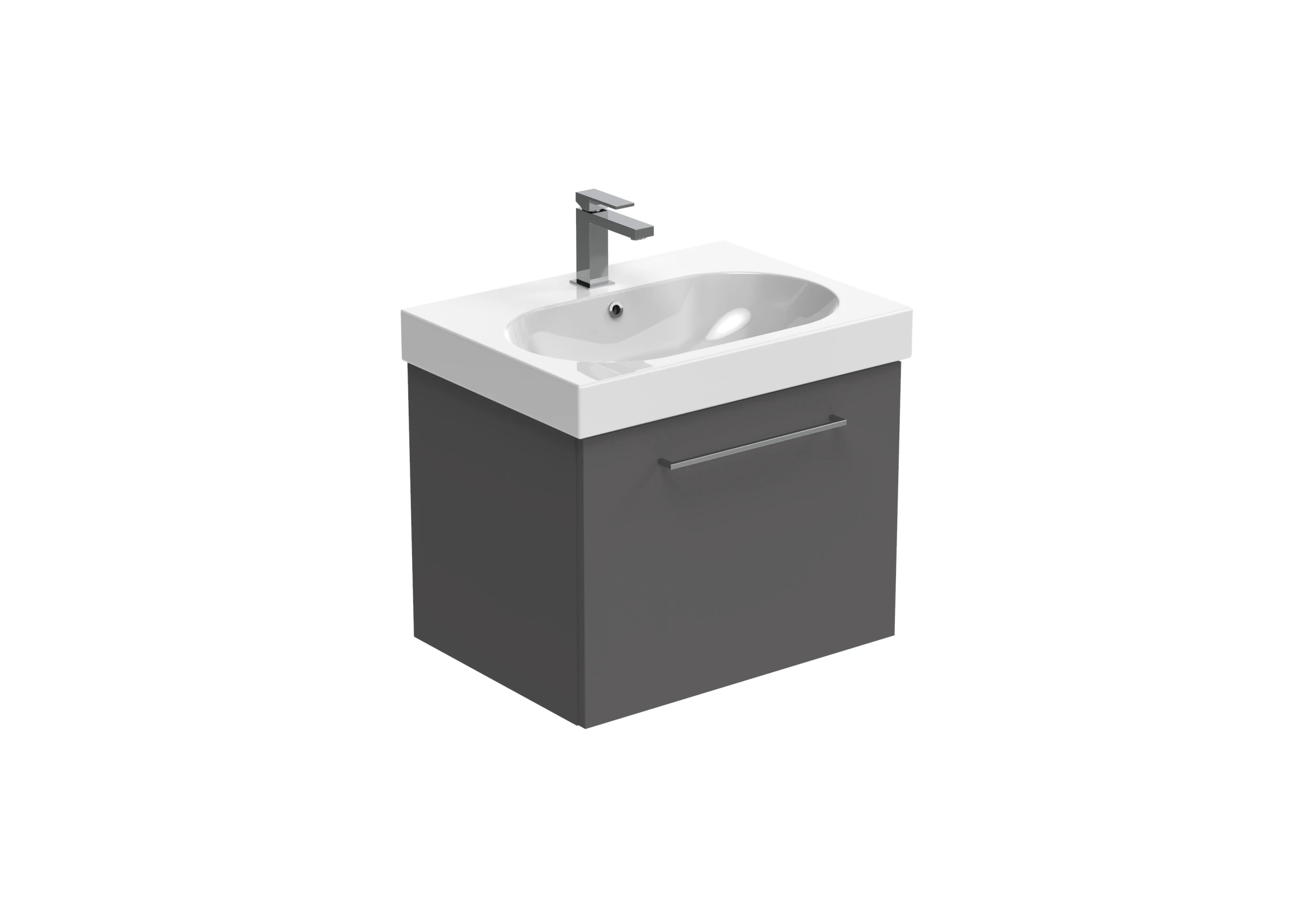 Saneux Austen 60cm 1 Drawer Wall Mounted Unit - Matte Iron Grey