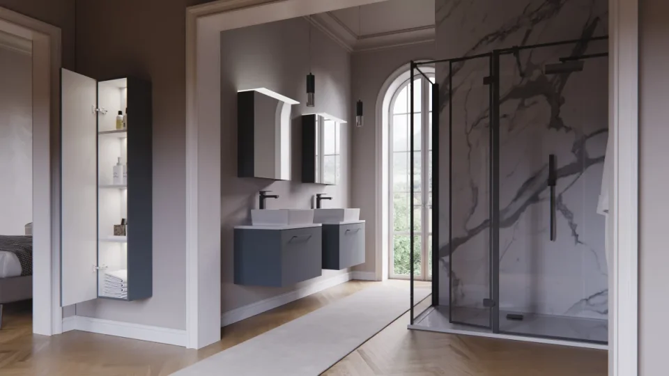 Saneux Austen 30x150cm Side Unit - Matte Iron Grey detail view - Image 7