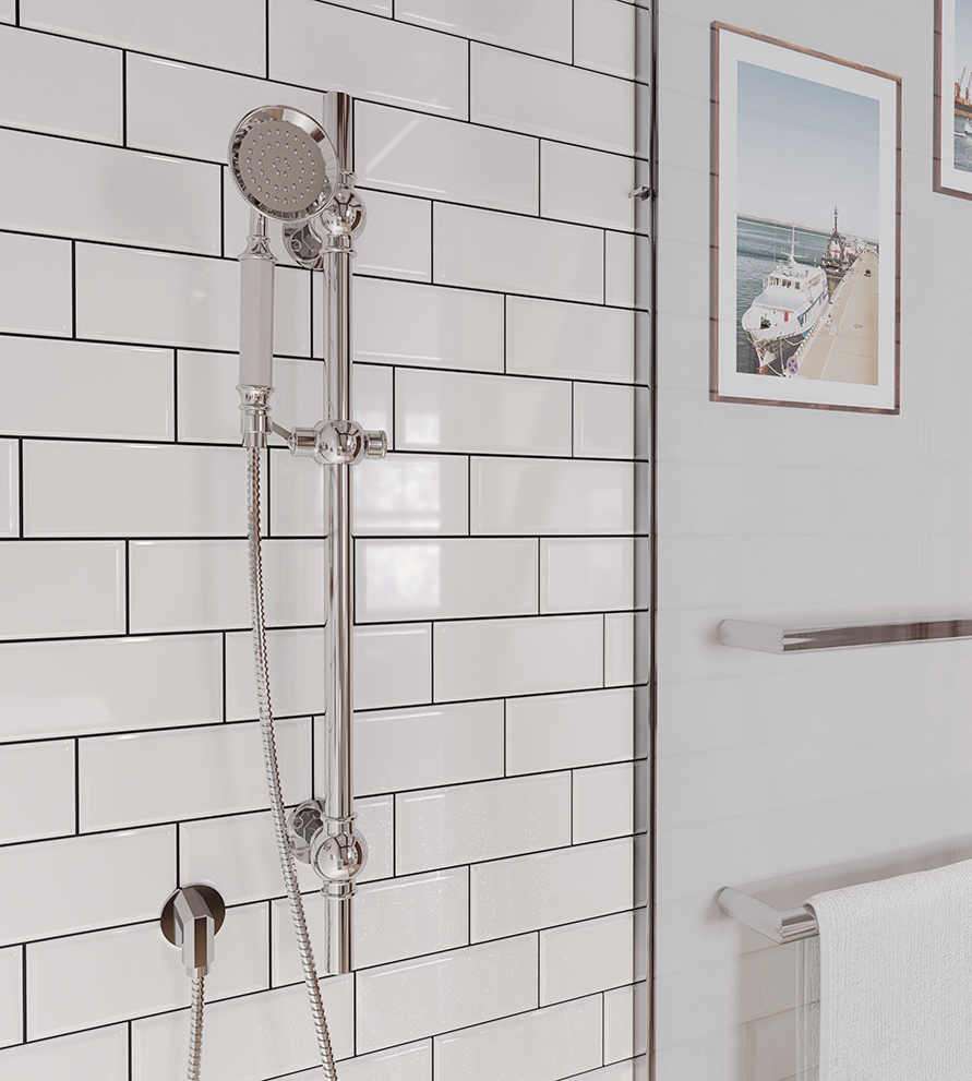 Saneux Cromwell Shower Slider Rail - Chrome detail view - Image 7