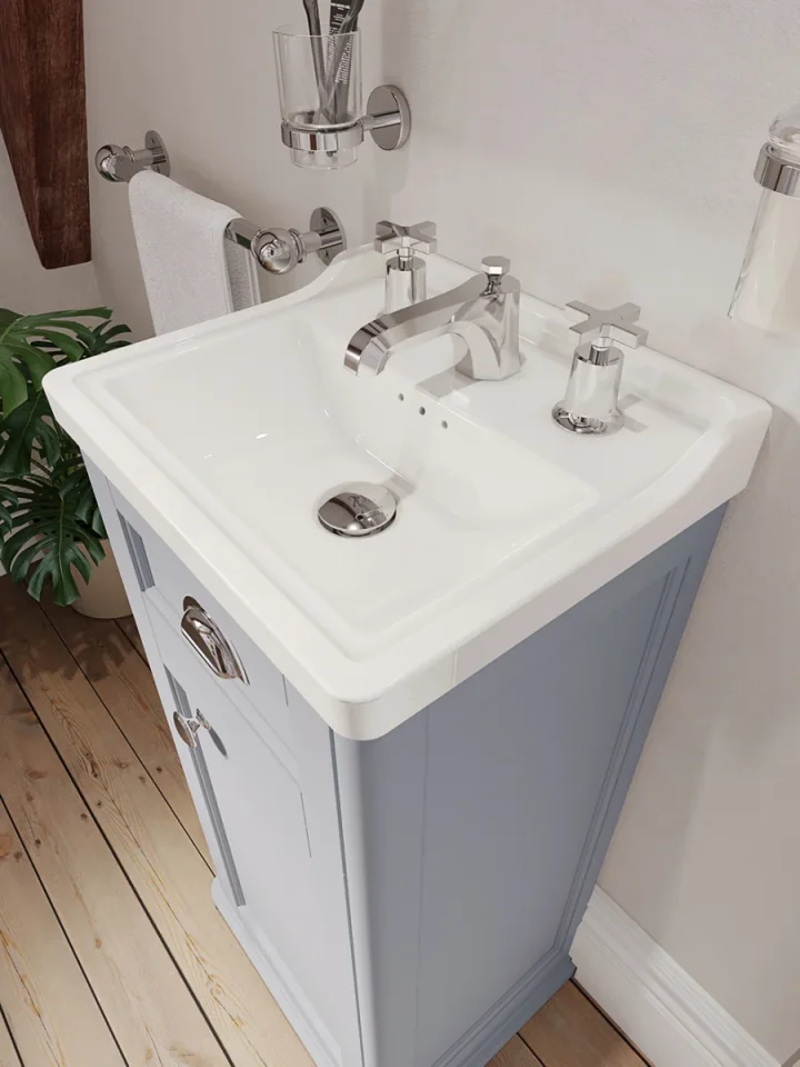 Saneux Cromwell 3 Piece Cross Handle Basin Mixer & Waste - Chrome detail view - Image 3