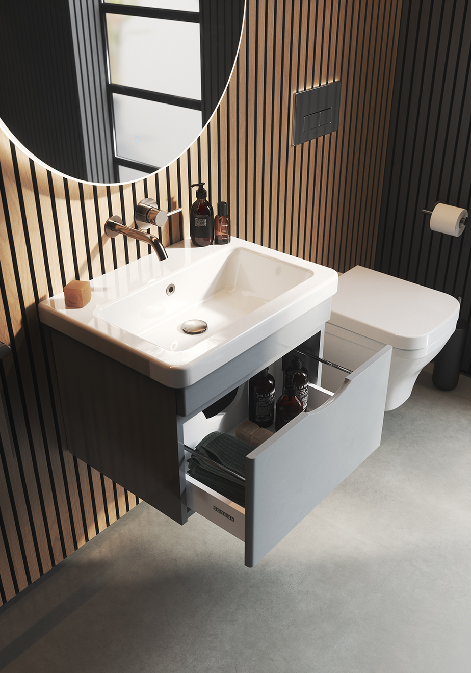 Saneux Indigo 60x45cm Washbasin 1th - European / Alpine White detail view - Image 4